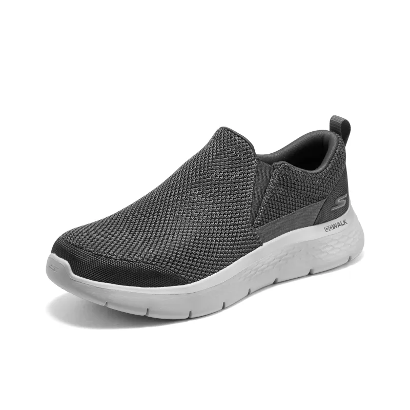 Skechers Go Walk Fle Anti-Slip Wear-Resistant Breathable Coverage Low-Top Casual Shoes Men's Gray White-7