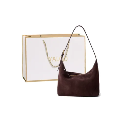 Yalu Matte Cowhide Leather Shoulder Bag Women's Coffee/Brown