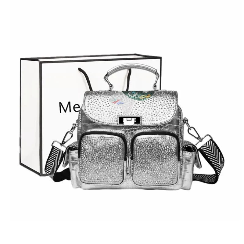 Fitchell PU Backpack Women's Black/Silver-7