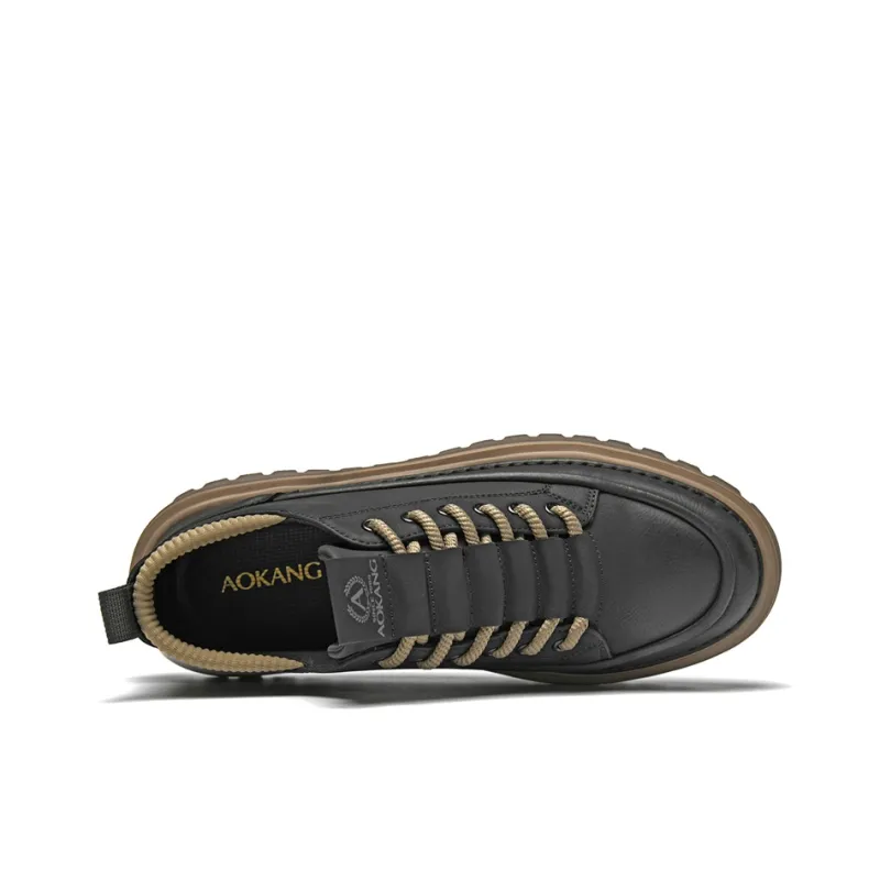 AOKANG Elegant Style Series Skateboard Shoes Men Low Top Yellow Brown, Black-3