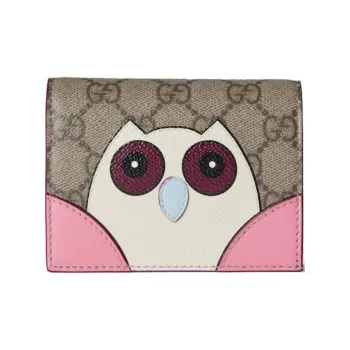 GUCCI Coated Fabric Wallet Mini Women's Pink & White & Brown