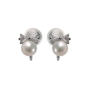 ORANGE SYMBOL Freshwater Pearl Stud Earrings Women's