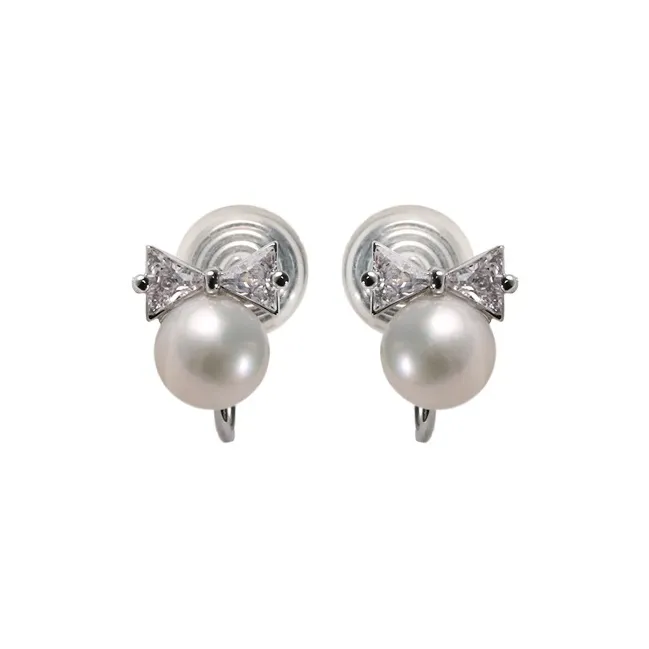 ORANGE SYMBOL Freshwater Pearl Stud Earrings Women's-0