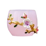 Floral Splendor Tin-Inlaid Glass Cup (Pink)