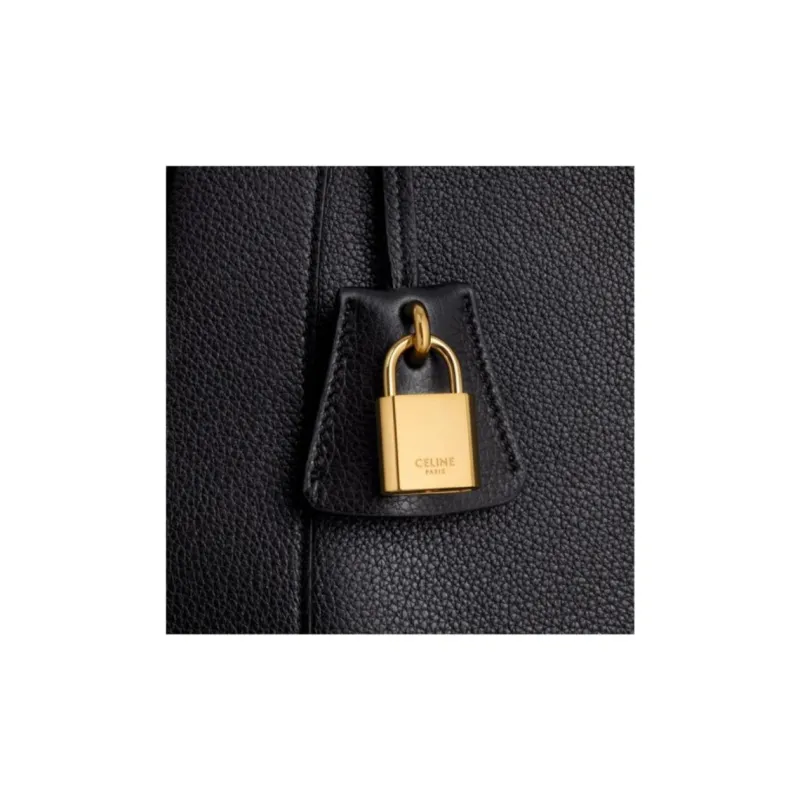 CELINE Calfskin Handbag Women's Black-3
