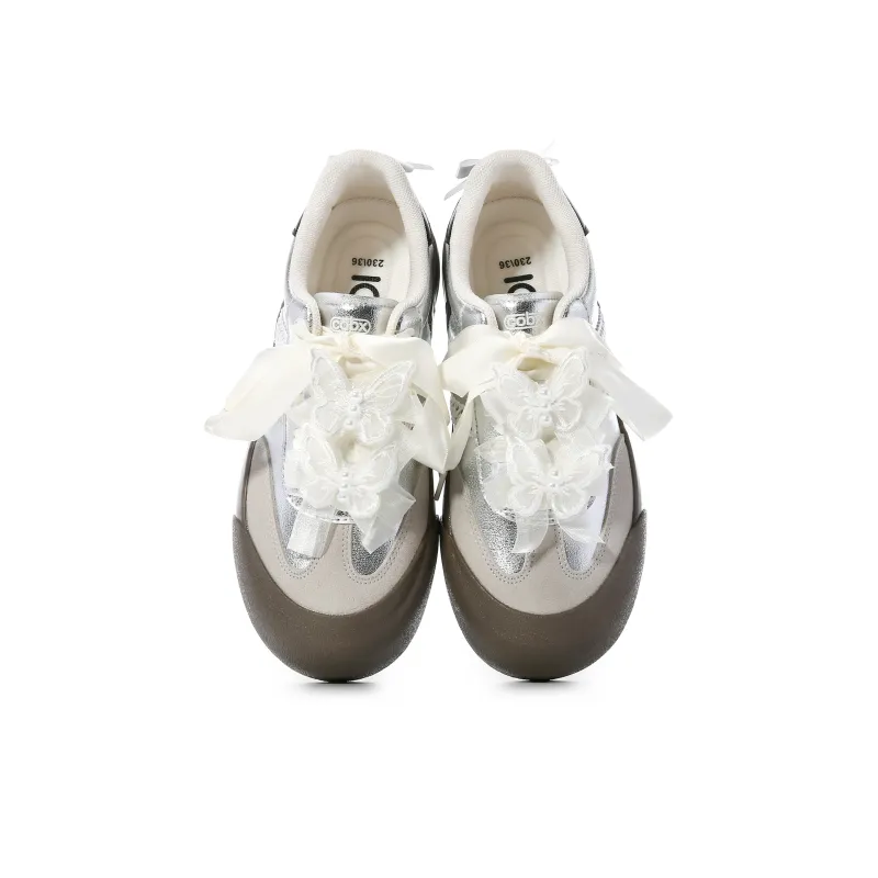 Cob Slip Resistant Lightweight Coverage Low Top Skateboard Shoes Women's Silver-3
