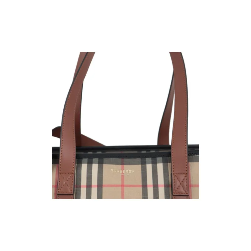 Burberry Vintage Cotton Blend Tote Portable Crossbody Bag Shoulder Bag Unisex Brown-3