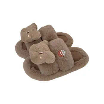 Thin Strips Cotton Slippers Women's, Brown