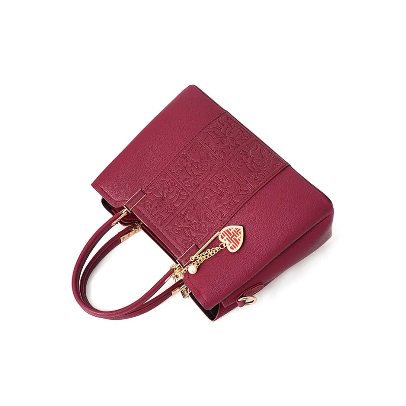 Vigno Synthetic Leather Handbag, One Shoulder Strap Regular Women's Red-3