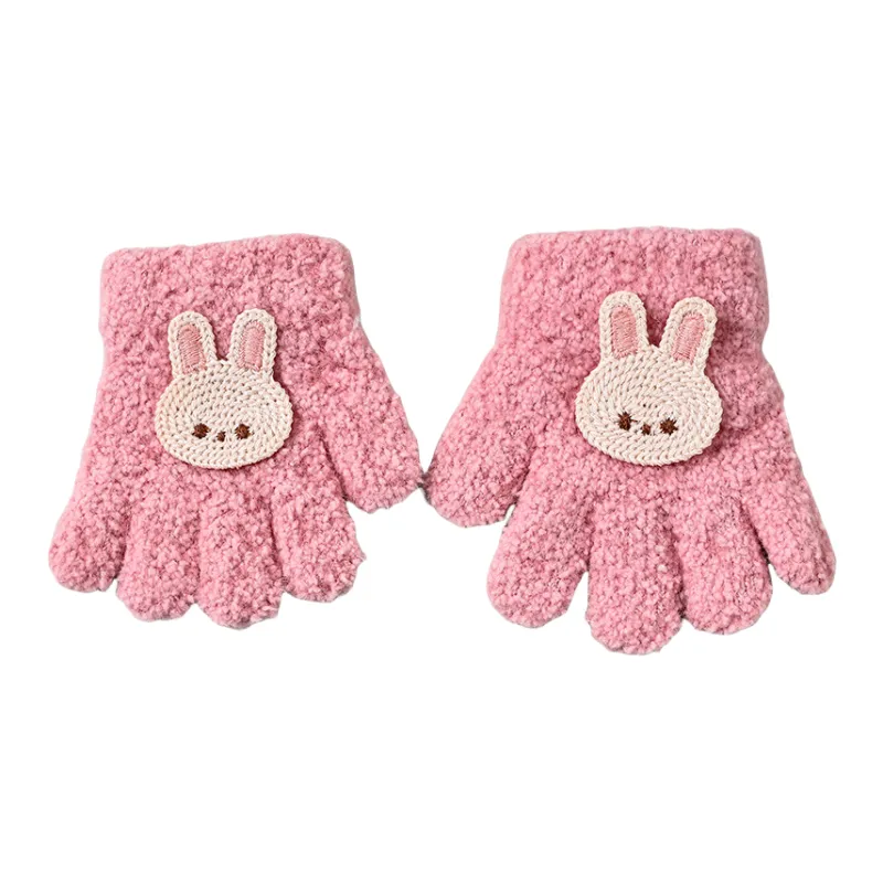 Under Pellet Mink Fur Knit Gloves Kids'-4