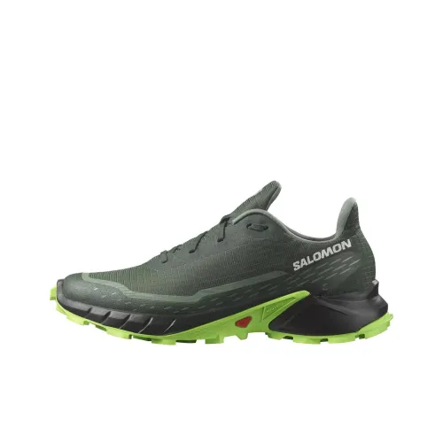 SALOMON ALPHACROSS 5 Kids Resistant, Abrasion Resistant, Breathable Low Top Trail Running Shoes Men's Olive Green