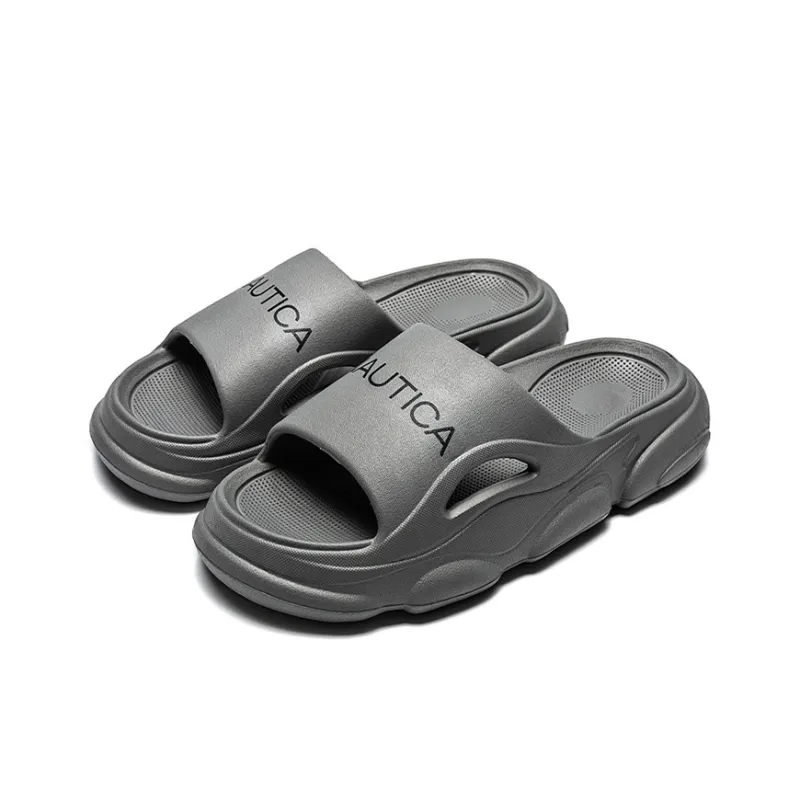 NAUTICA Slip Resistant Odor Resistant Abrasion Resistant Slide Slippers Unisex Gray-1