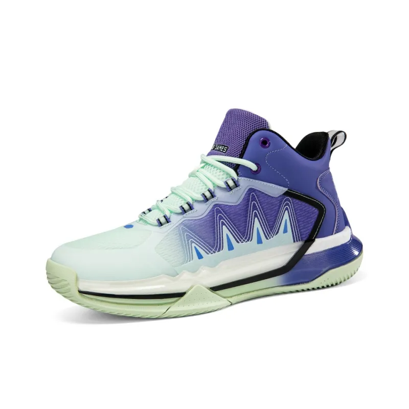 ANDEZHANMUSI Basketball Shoes Unisex High Top Iridescent Black/White Black Blue/Green Black Purple-16