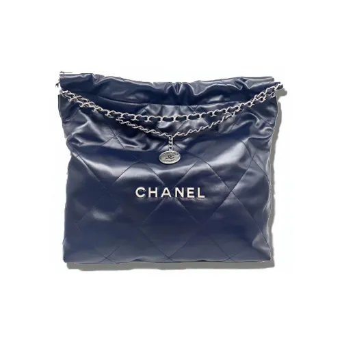 CHANEL 22Bag Cow Leather Tote Bag Shopping Bag Portable Crossbody Bag Shoulder Bag Small Size Women's Dark Blue