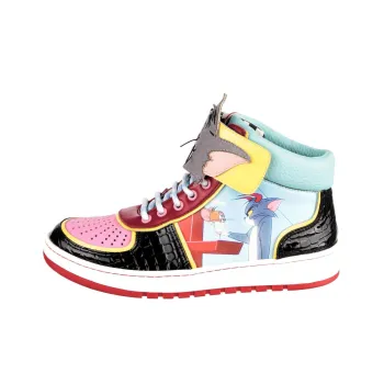 IRREGULAR CHOICE Best Frenemies Slip-Resistant High-Top Skateboard Shoes Women's Black Blue