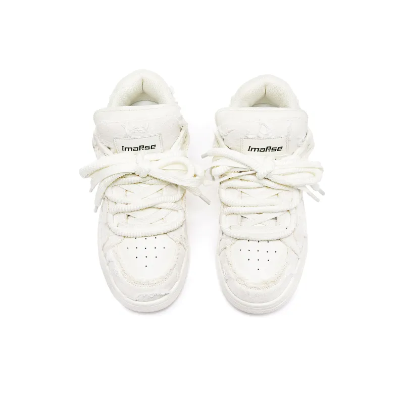 IMARSE Skateboard Shoes Unisex Low Top Beige/White-4