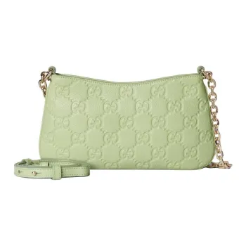 GUCCI Grain Leather Crossbody Bag, Shoulder Bag Extra Mini Women's Light Green