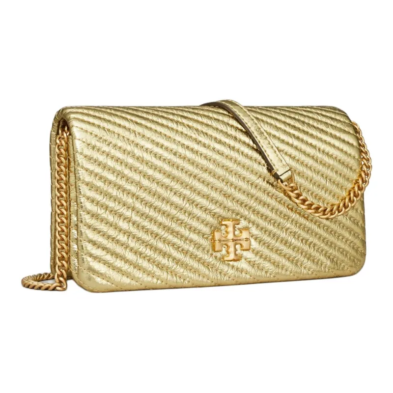 TORY BURCH Kira Metallic Leather Crossbody, One Shoulder, Wallet Mini Women's Gold-1