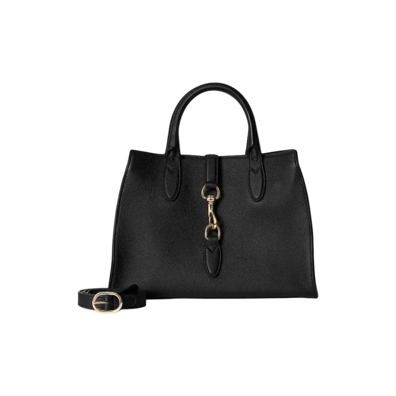 GUCCI Grained Leather Tote Bag Shopping Bag Handbag Medium Size Women's Black-1