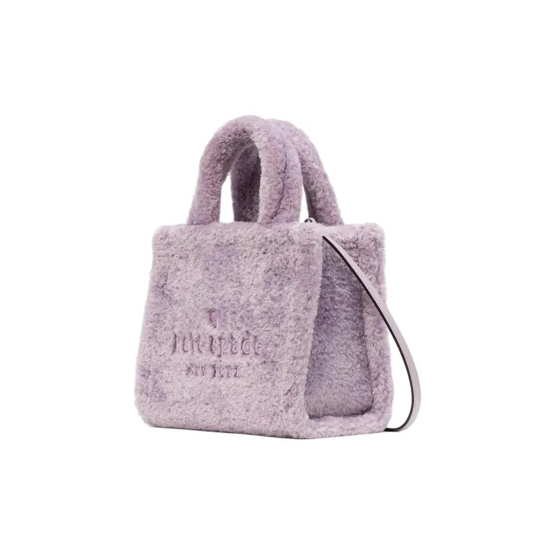 Kate Spade Faux Fur Tote Bag, Shopping Bag, Shoulder Bag, Crossbody Bag, Handbag Trumpets Women's Violet-1