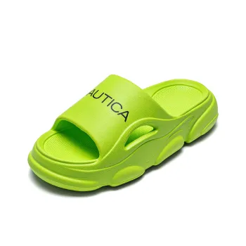 NAUTICA Slip Resistant Odor Resistant Abrasion Resistant Slide Slippers Unisex Neon Green
