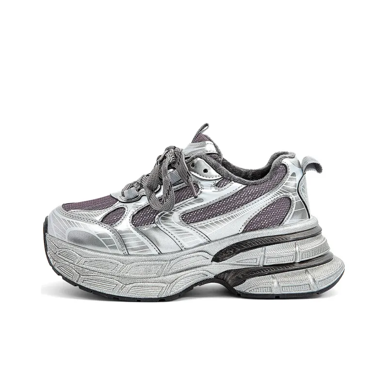 OMS Height Increasing Wear Resistant Slip Resistant Low Top Chunky Sneakers Women's-0