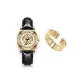 3A327 Men's-Gold Black Leather Strap (Includes Gold Stainless Steel Strap+BV Green Large Box)