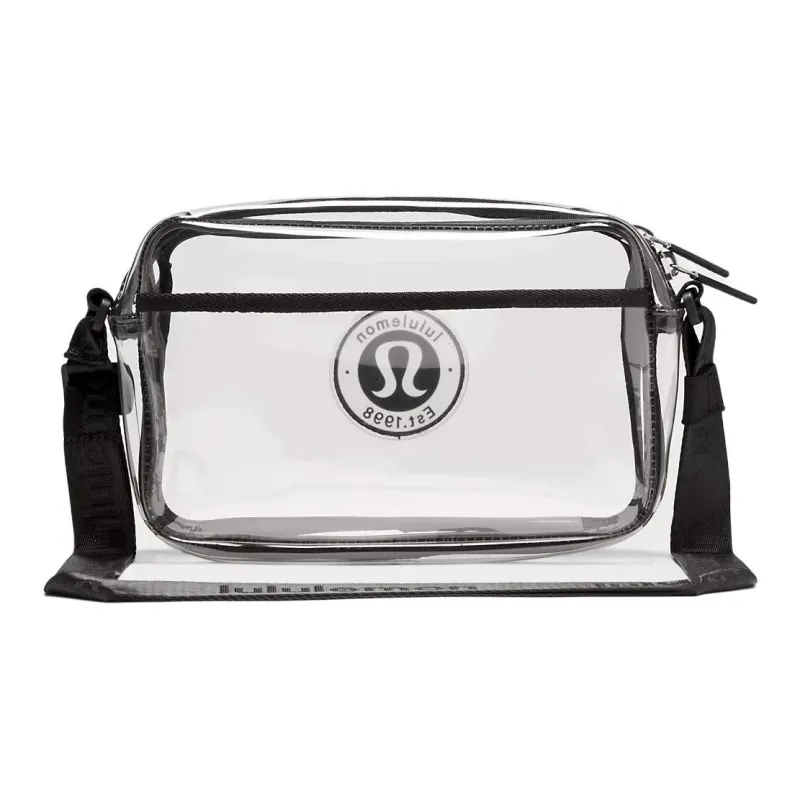 Lululemon Polyurethane Shoulder Bag Crossbody Bag Unisex Transparent Black-1
