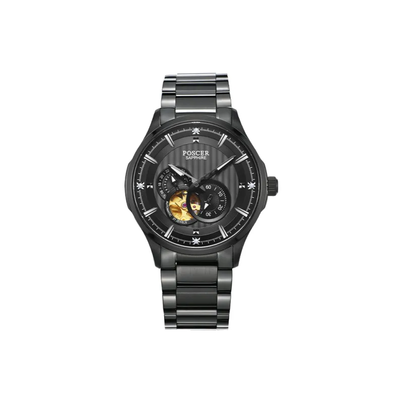 POSCER Mechanical Movement Men's Watches Black Dial-4