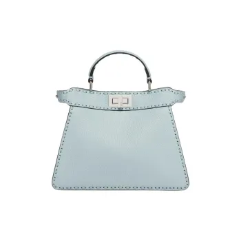 FENDI Peekaboo ISeeU Calfskin Shoulder Bag, Crossbody Bag, Handbag Small Size Women's Light Blue