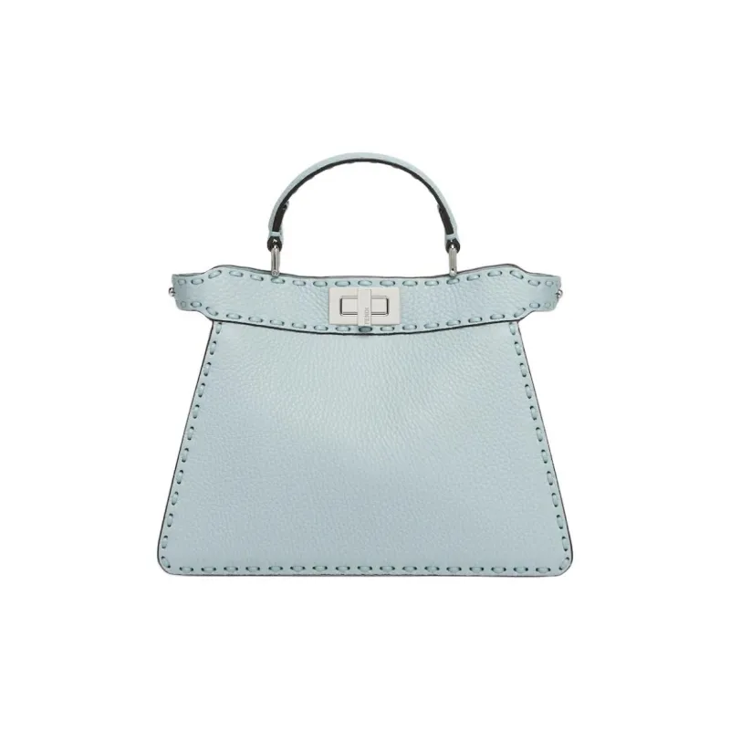 FENDI Peekaboo ISeeU Calfskin Shoulder Bag, Crossbody Bag, Handbag Trumpets Women's Light Blue-0