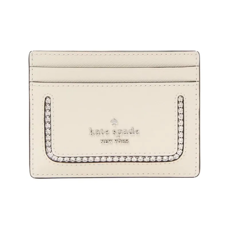 Kate Spade Cross Grain Leather Card Holder Women's Meringue-0