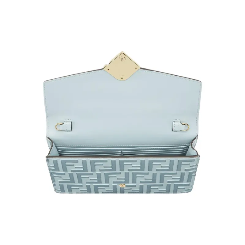 FENDI FF Diamonds Series Calfskin Portable Crossbody Bag Shoulder Bag Women's Light Blue-3