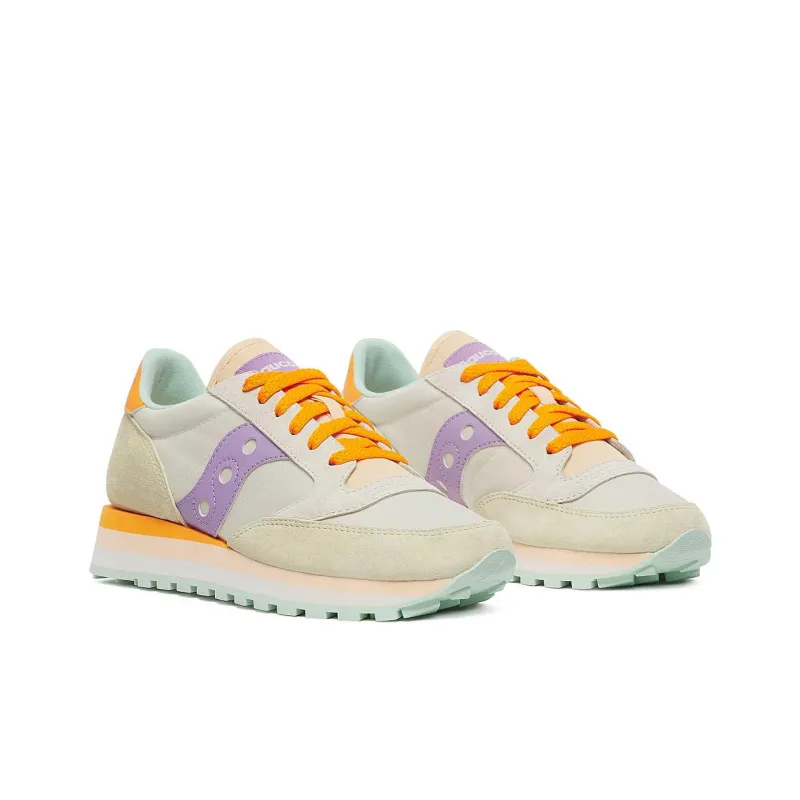 Saucony Jazz Triple Anti Slip Wear Resistant Low Top Casual Shoes Women's Beige Purple Orange-2