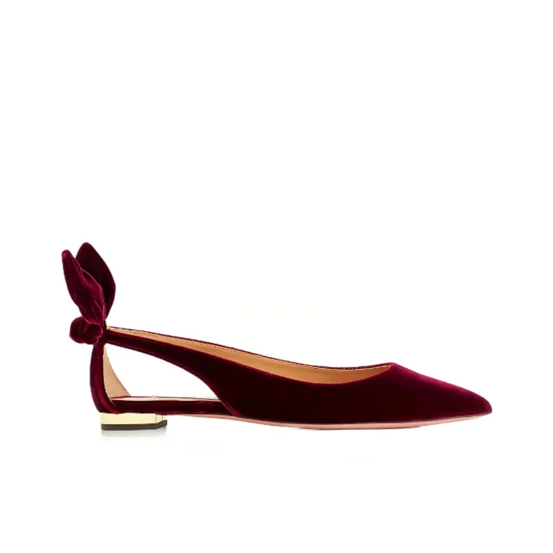 AQUAZZURA Bow Tie Ballet Flat Shoes Women's Purple-1