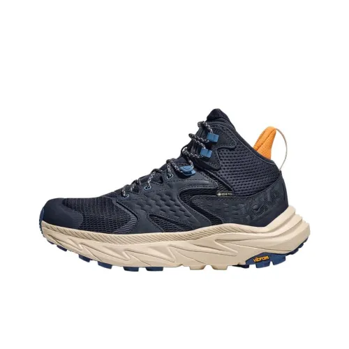 HOKA ONE ONE Anacapa 2 Anti-Slip Wear-Resistant Mid-Top Hiking Shoes Men's Marine Blue