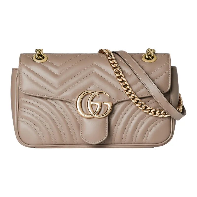 GUCCI GG Marmont Leather Crossbody Bag Shoulder Bag Small Size Women's Taupe-0