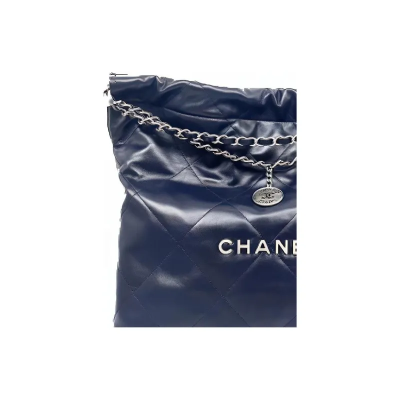 CHANEL 22Bag Cow Leather Tote Bag, Shopping Bag, Portable Crossbody Bag, Shoulder Bag Trumpets Women's Dark Blue-1