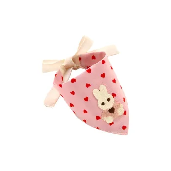 UFBemo Pet Costume, Rabbit Applique 100% Cotton Saliva Towel Pink/White