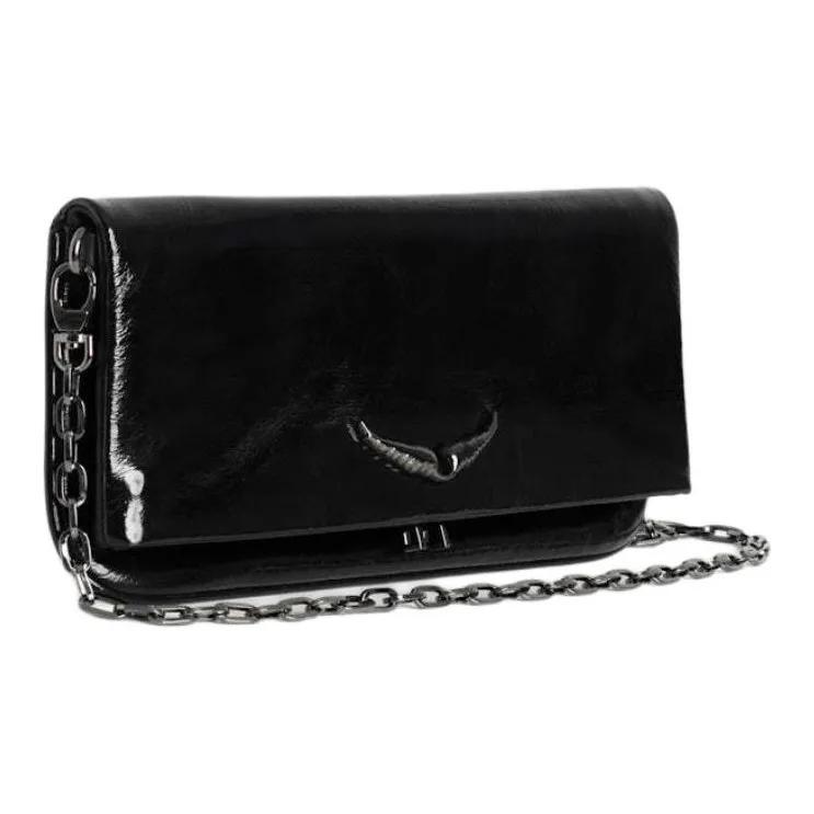Zadig & Voltaire Patent Leather Crossbody Bag, Shoulder Bag Women's Black-1