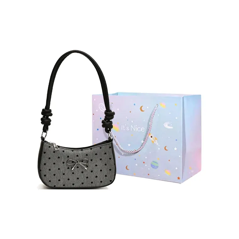 GOX PU Shoulder Bag Regular Women's Black Polka Dot/Black Butterfly/Gray Heart/Gray Polka Dot-11