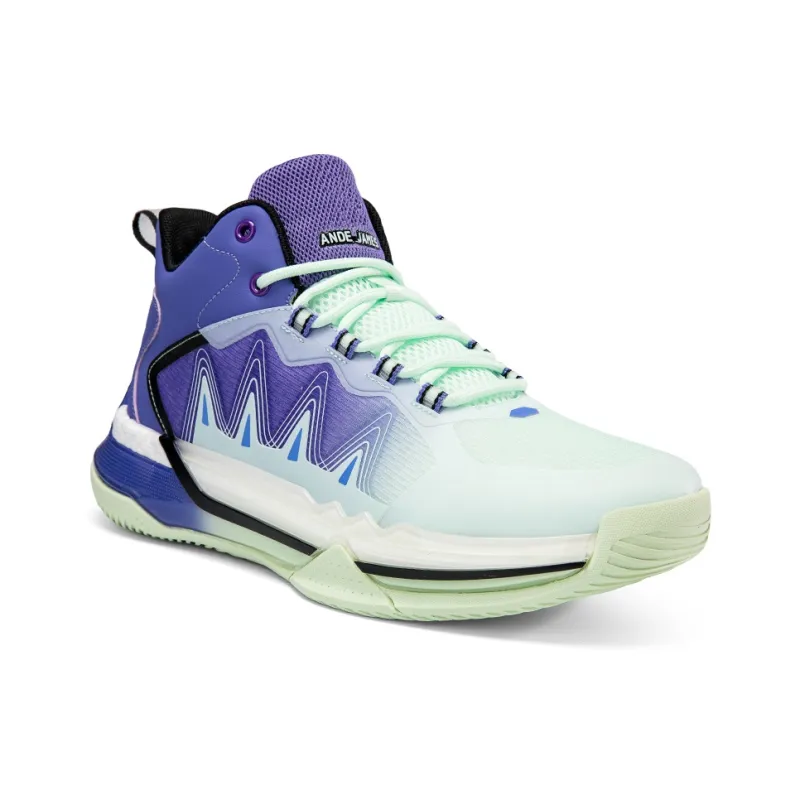ANDEZHANMUSI Basketball Shoes Unisex High Top Iridescent Black/White Black Blue/Green Black Purple-17