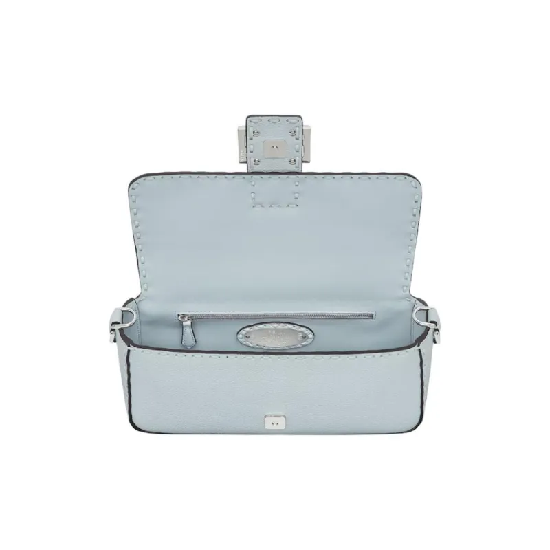 FENDI Baguette Calfskin Shoulder Bag, Crossbody Bag, Handbag Medium Size Women's Light Blue-3