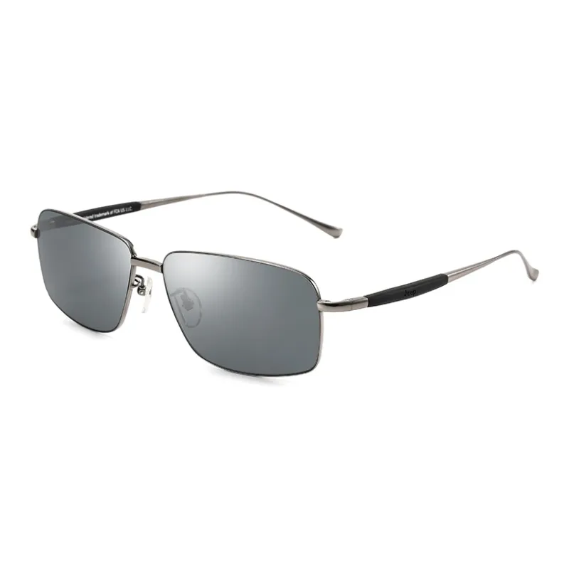 Jeep Alloy Β Titanium Square Sunglasses Men's Bright Light Gunmetal-3