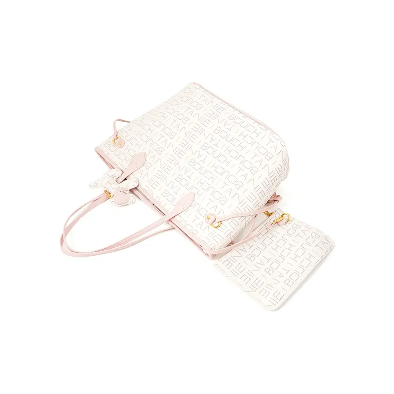 Vigno Synthetic Leather Handbag Shoulder Bag Regular Large Size Women's Pink White/Pink Coffee-3