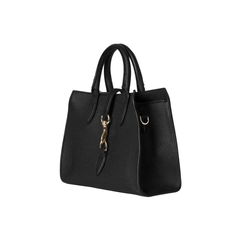 GUCCI Grained Leather Tote Bag Shopping Bag Handbag Medium Size Women's Black-2