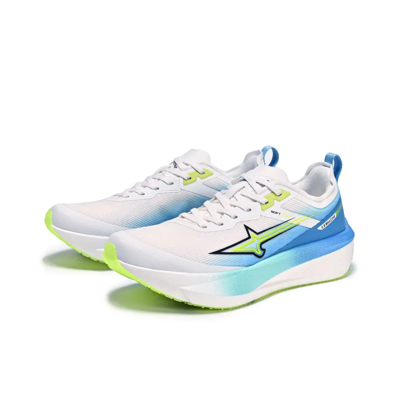 LEBUZHE Low Top Running Shoes Men's White Teal-2