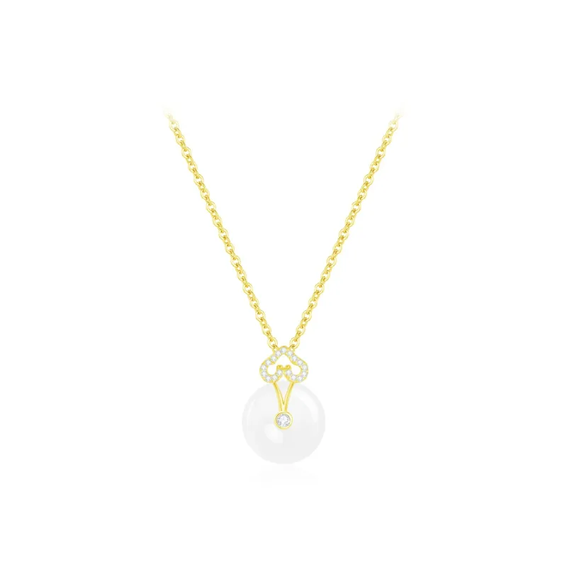 PRETTY DIARY Zircon Necklaces Women's Silver/Yellow-2