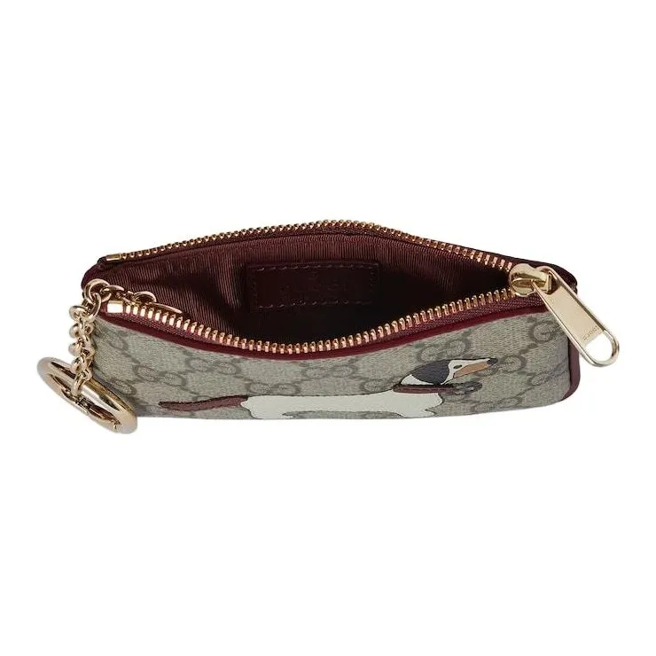 GUCCI Coated Canvas Coin Purse Key Pouch Unisex Beige & Brown-4