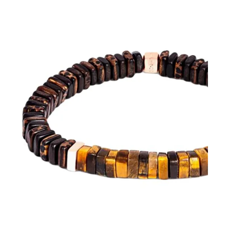 TATEOSSIAN Agate Gold-Plated Ebony Stone Tiger's Eye Stone Bracelets Men's Brown-1